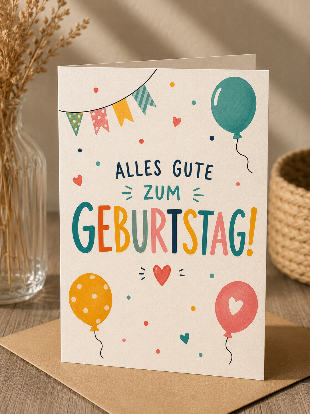 Geburtstags Saatpapierkarte - Alles gute zum Geburtstag Bunt Feiern