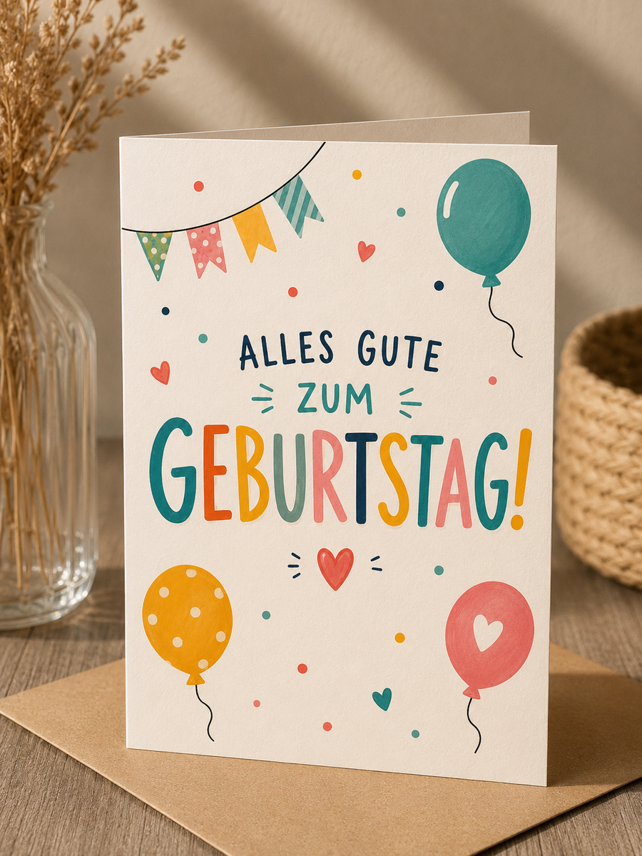 Geburtstags Saatpapierkarte - Alles gute zum Geburtstag Bunt Feiern