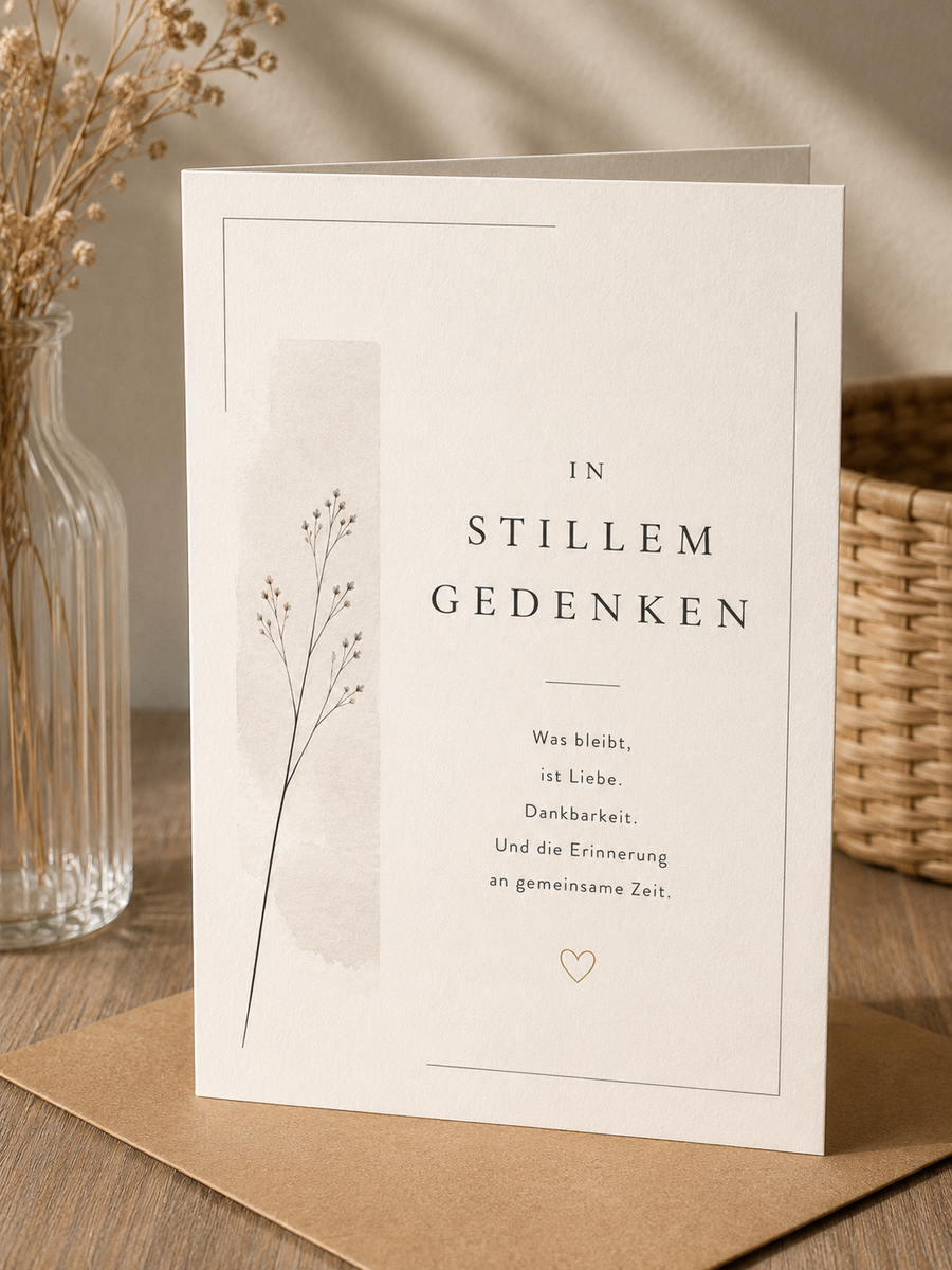 Trauer Saatpapierkarte - In Stillen Gedanken schlicht