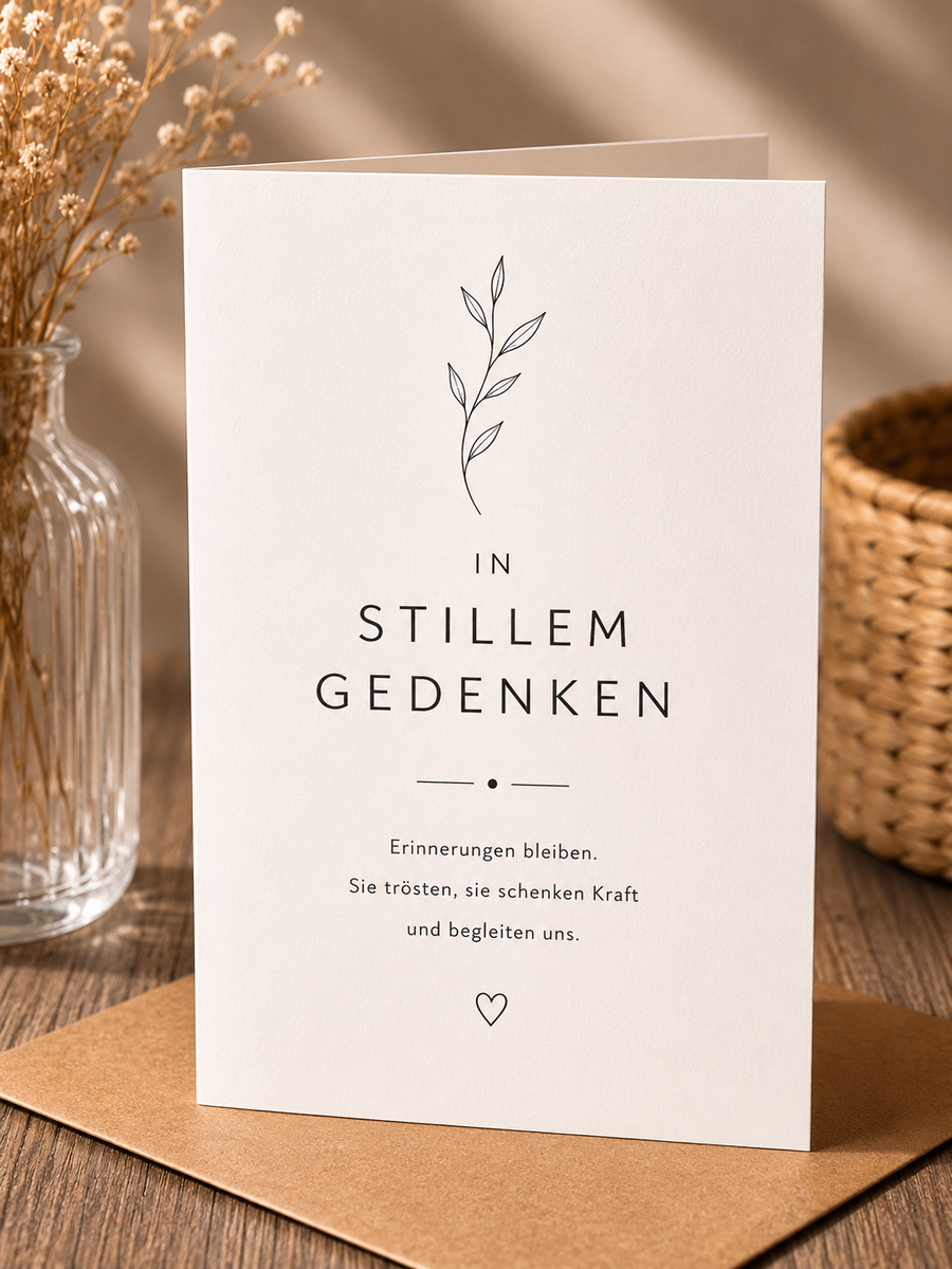 Trauer Saatpapierkarte - In Stillen Gedanken schlicht