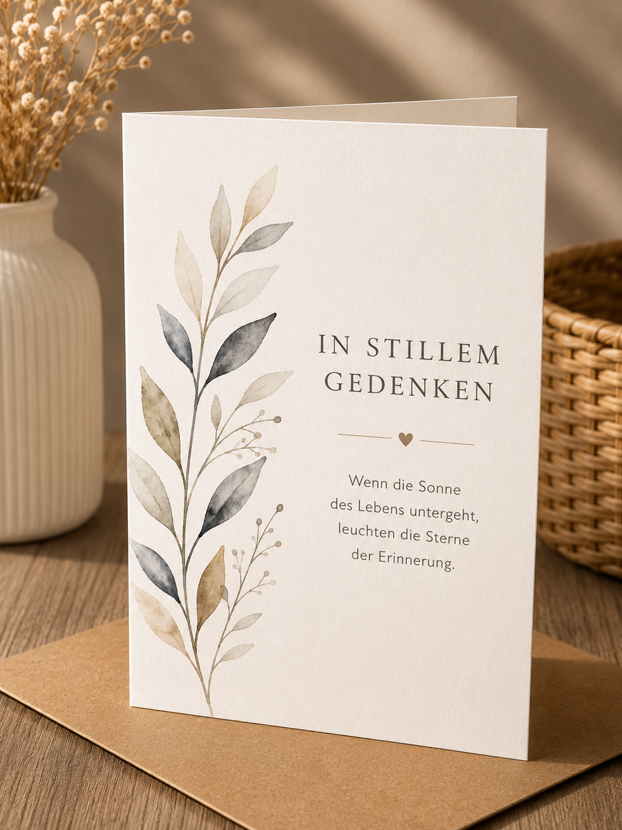 Trauer Saatpapierkarte - In Stillen Gedanken schlicht Blume
