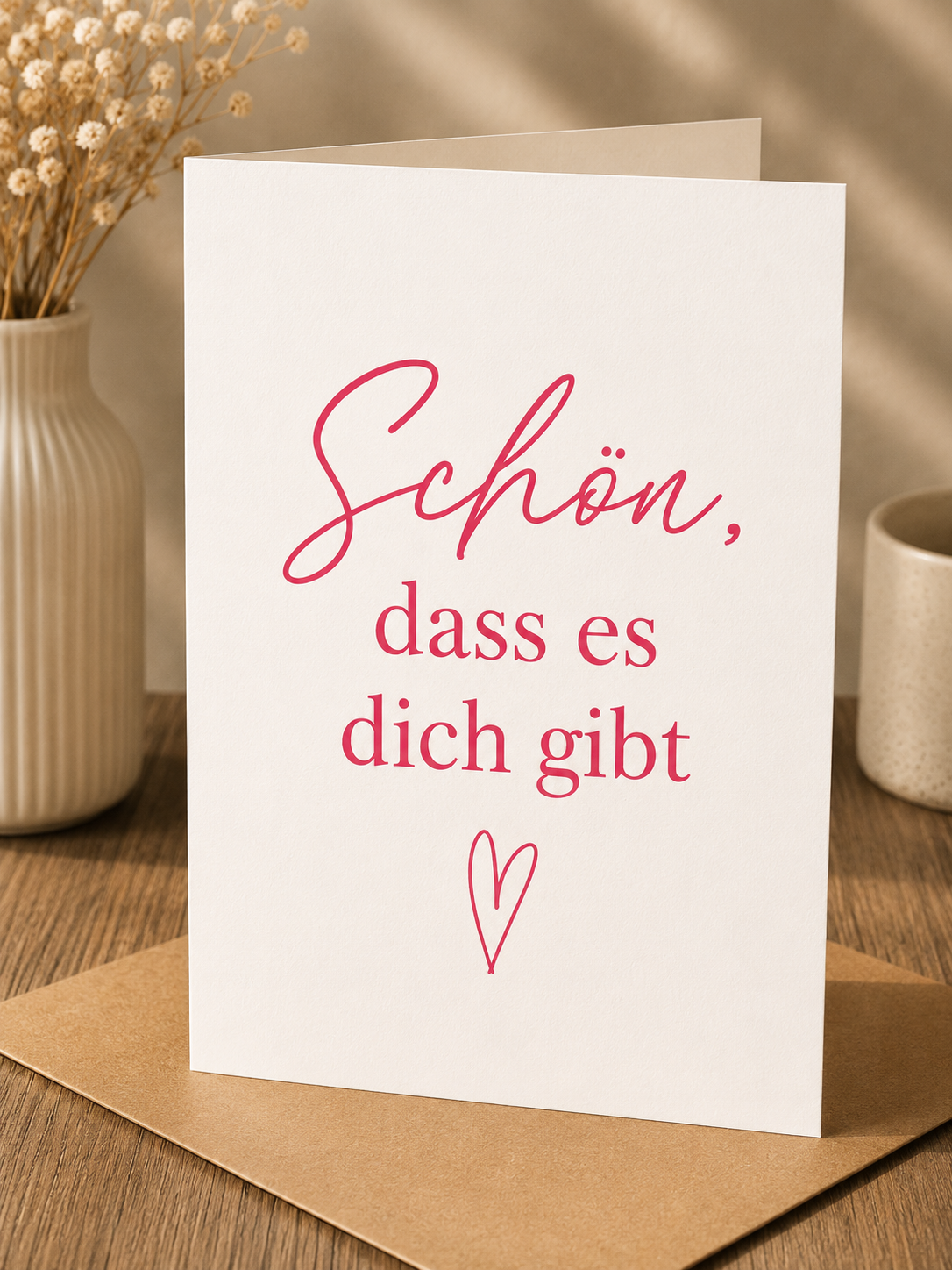 Allgemeine Saatpapierkarte - Schön dass es dich gibt schlicht Pink