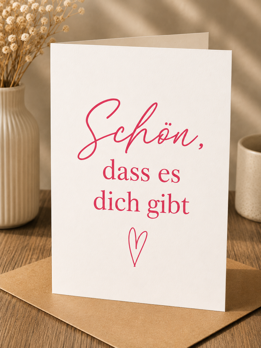 Allgemeine Saatpapierkarte - Schön dass es dich gibt schlicht Pink