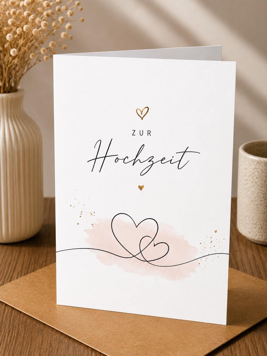 Hochzeits Saatpapierkarte - Zur Hochzeit schlicht Herzen