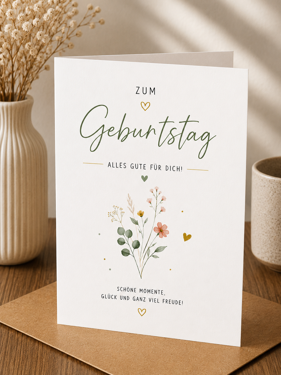 Geburtstags Saatpapierkarte - Alles Gute für Dich farbenfroh Blumenstrauß