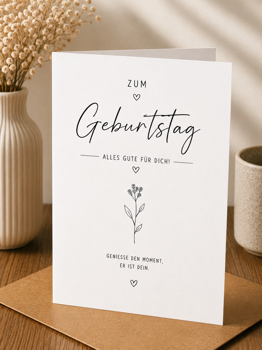 Geburtstags Saatpapierkarte - Alles Gute für Dich schlicht Blume