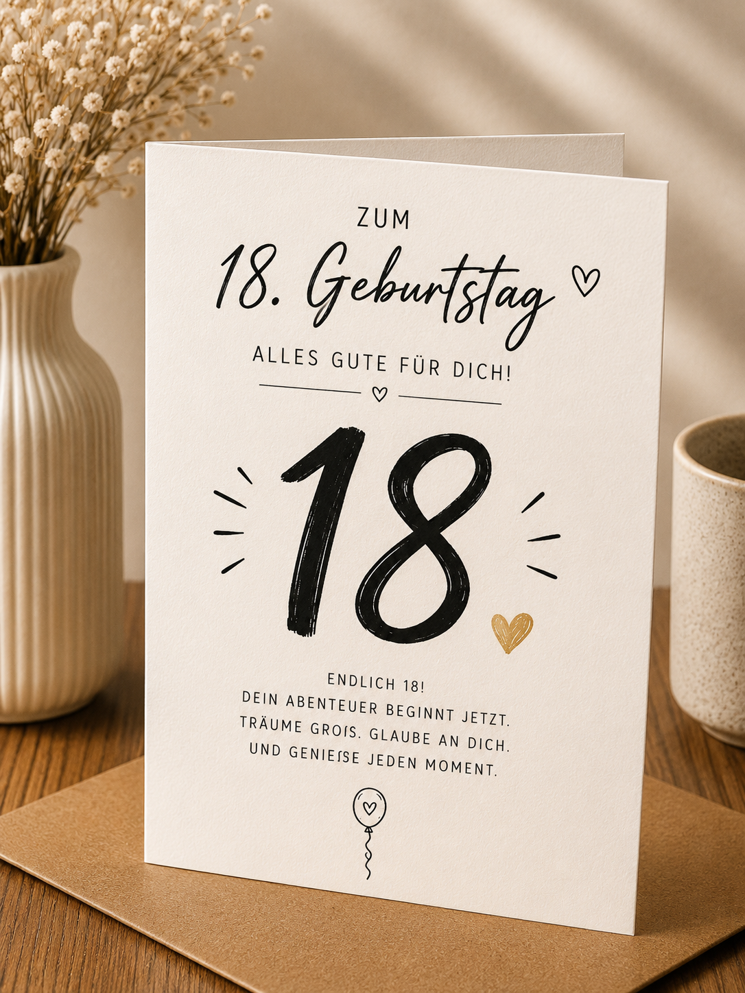 Geburtstags Saatpapierkarten - 18. Geburtstag schlicht Spruch