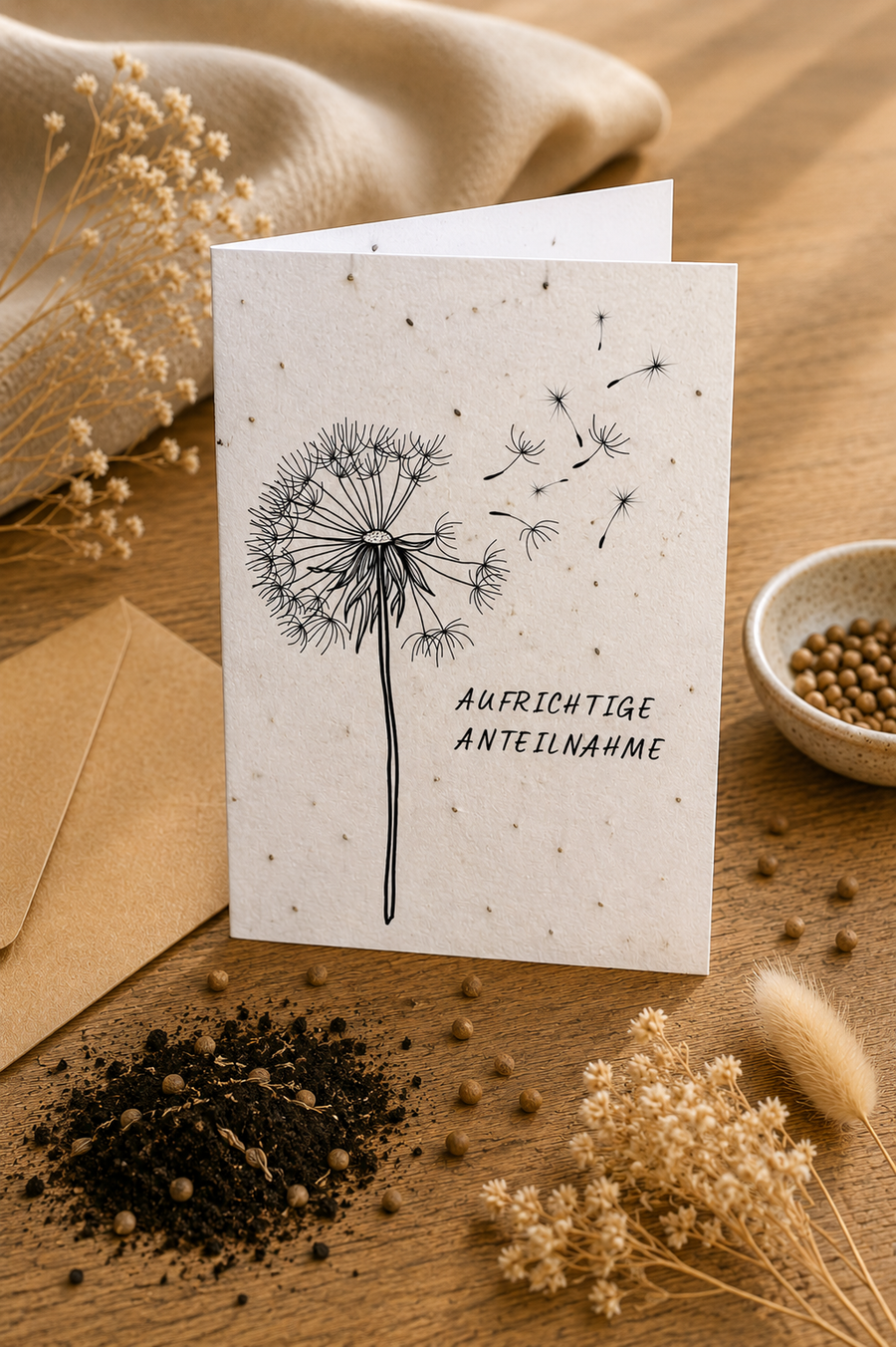 Saatpapier Trauerkarte „Aufrichtige Anteilnahme“