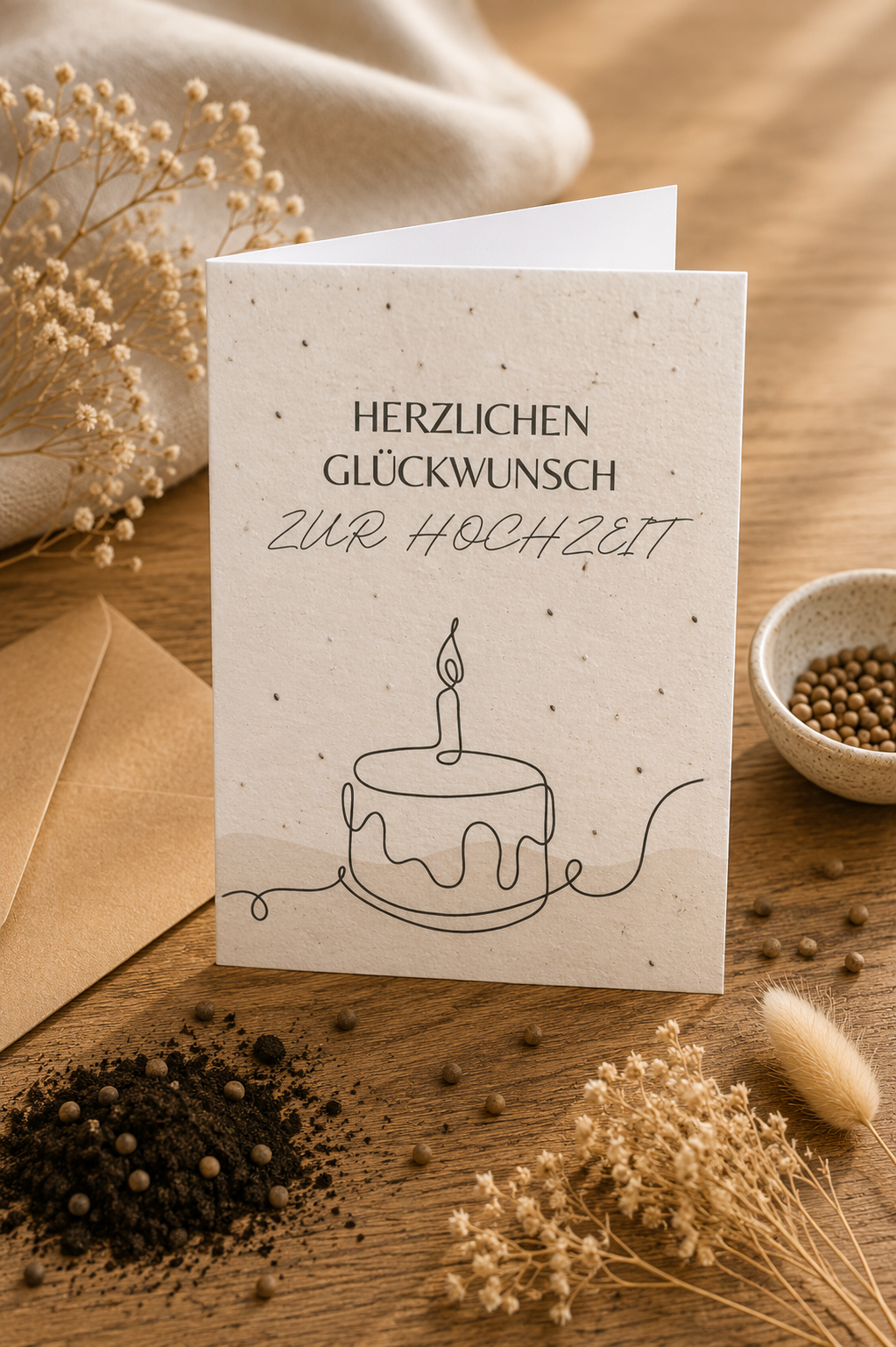 Saatpapier Hochzeitskarte „Herzlichen Glückwunsch zur Hochzeit“