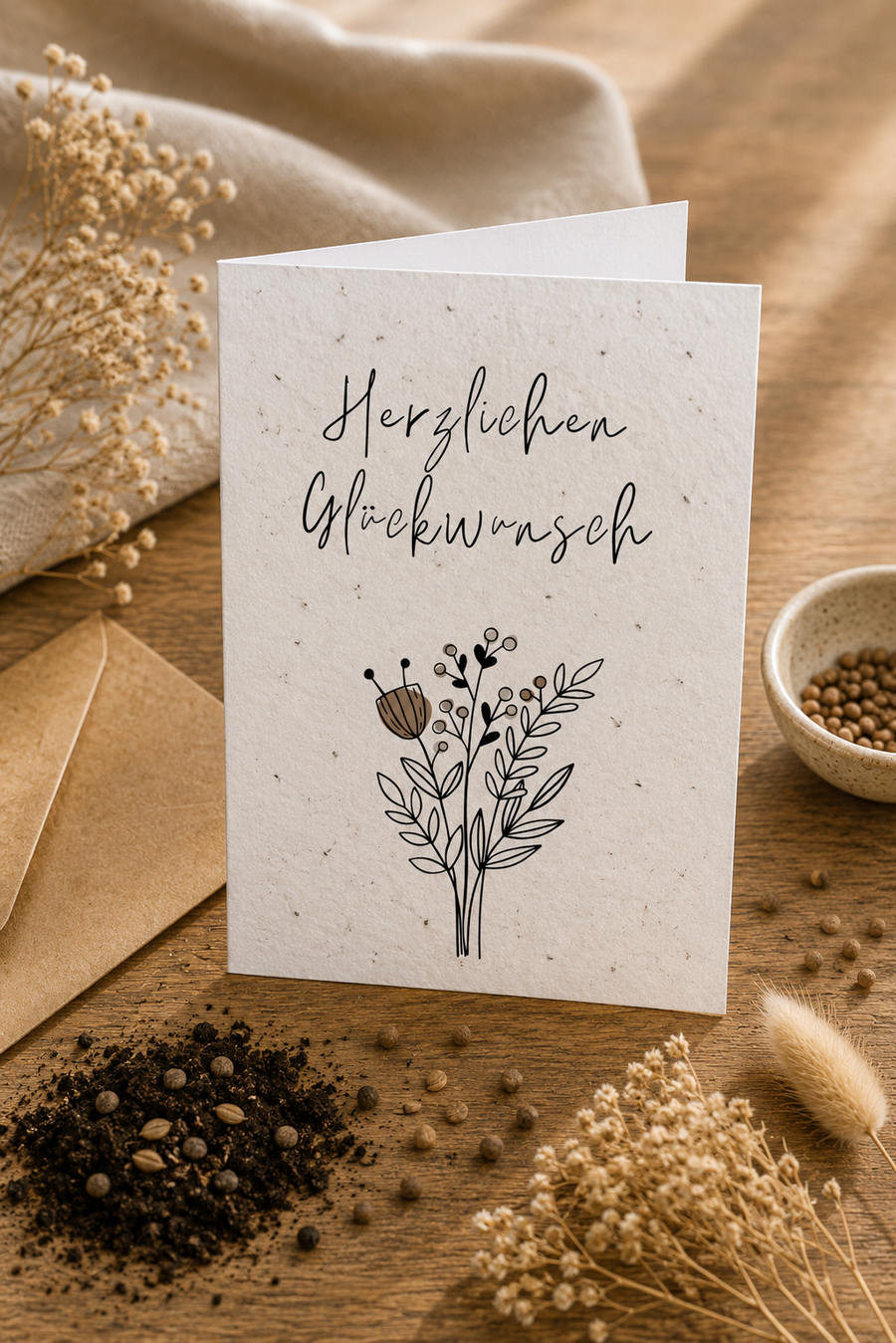 Saatpapier Glückwunschkarte „Herzlichen Glückwunsch“