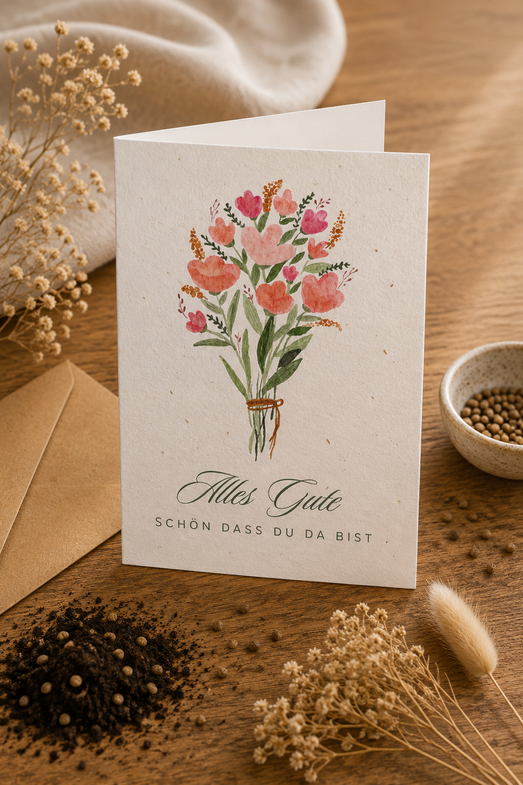 Saatpapier Karte „Alles Gute“