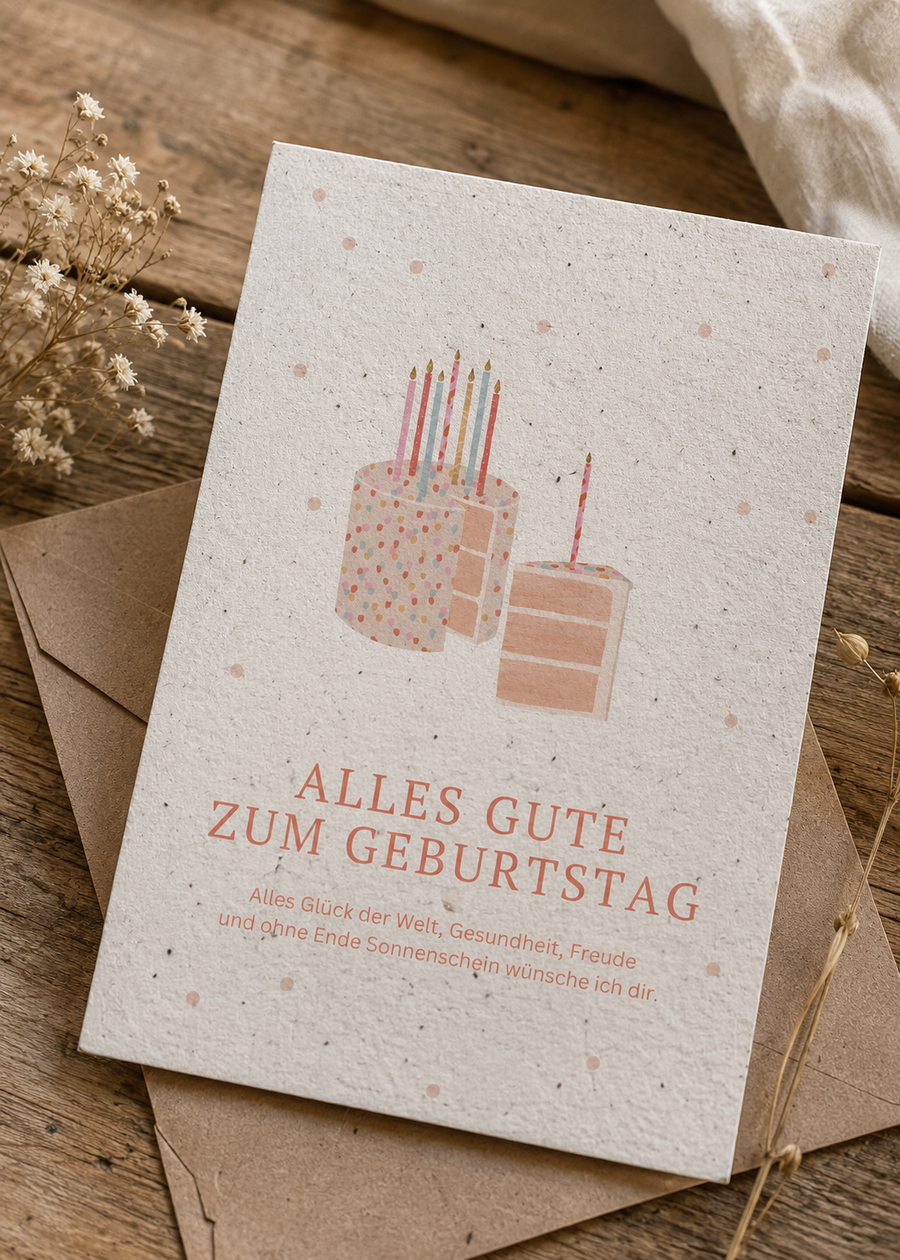 Schlichter Geburtstagskuchen auf Saatpapier