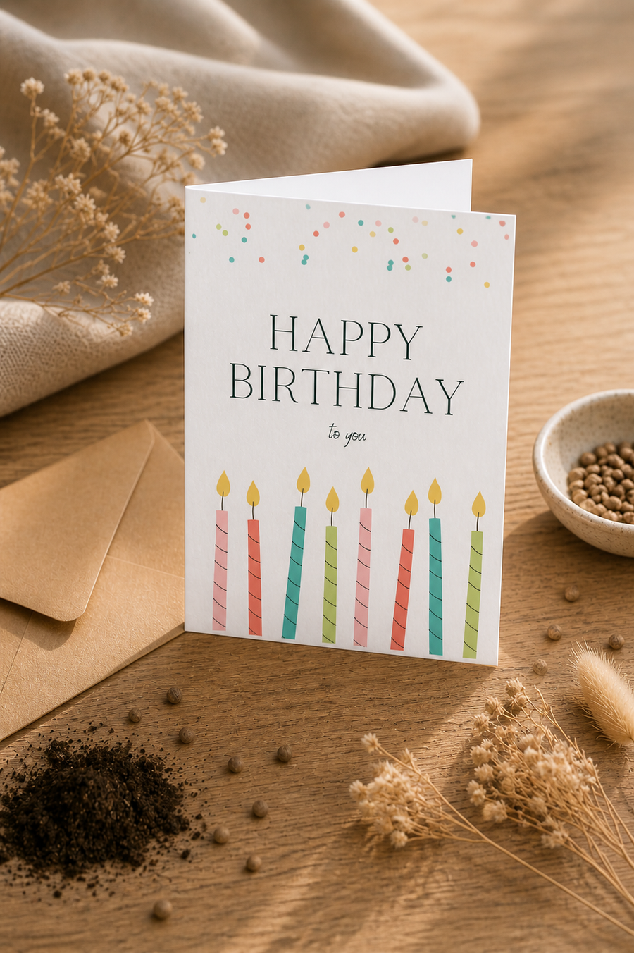 Saatpapier Geburtstagskarte „Happy Birthday to you“