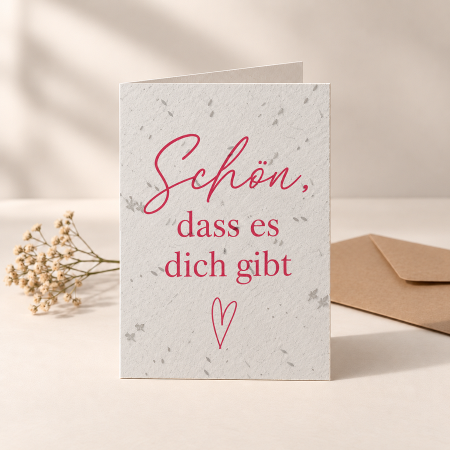 Grußkarte aus Saatpapier – Schön, dass es dich gibt