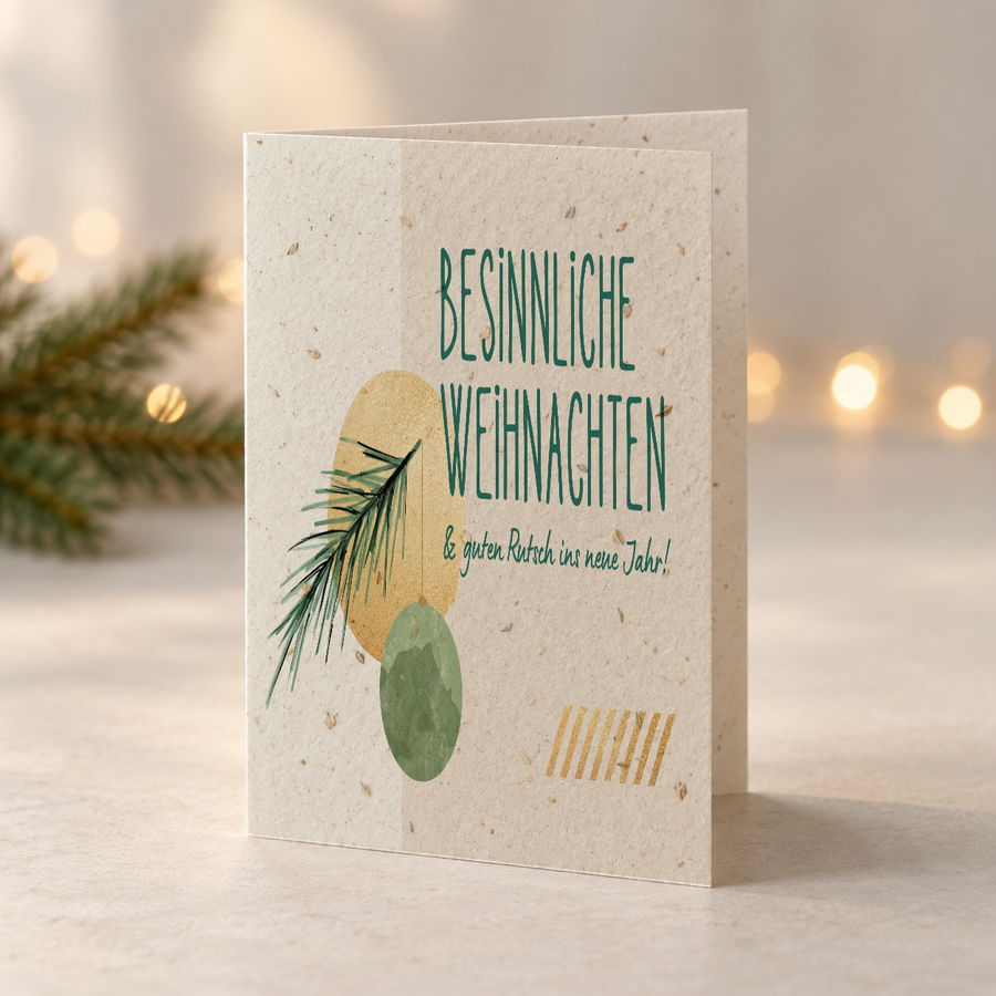 Weihnachtskarte aus Saatpapier – Besinnliche Grüße