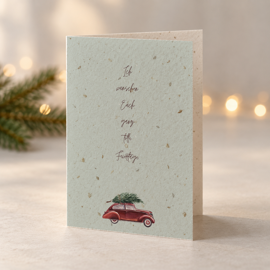 Weihnachtskarte aus Saatpapier – Zarte Wintergrüße