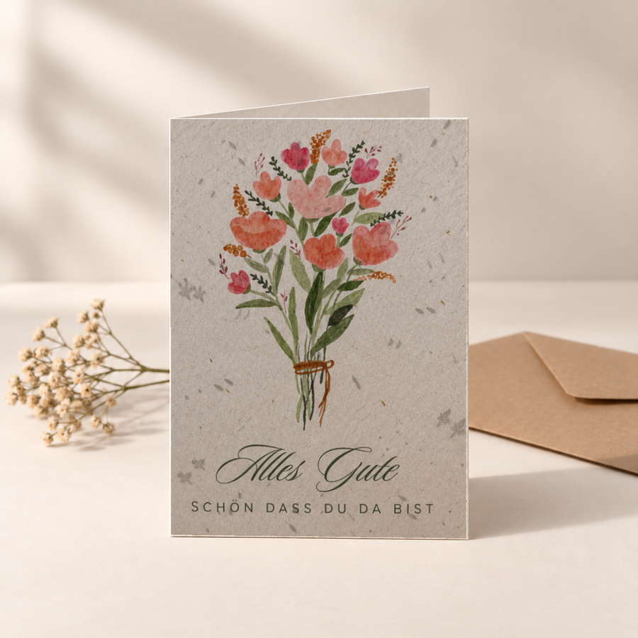 Grußkarte aus Saatpapier – Blumenstrauß