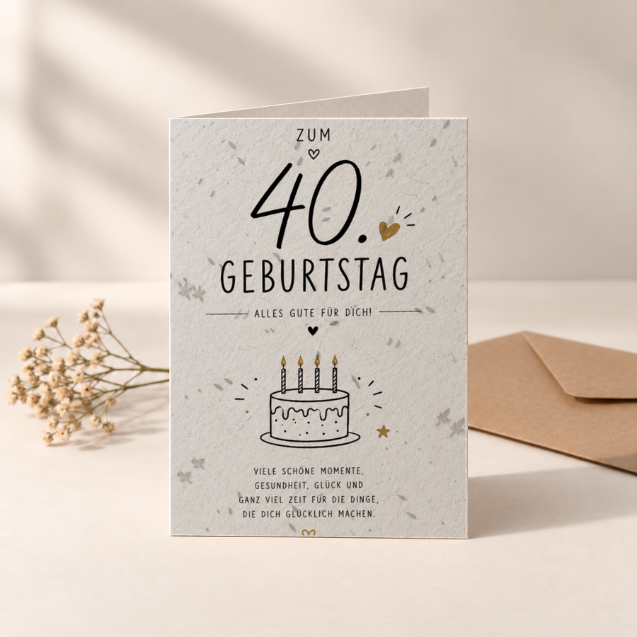 Geburtstagskarte aus Saatpapier – 40. Geburtstag