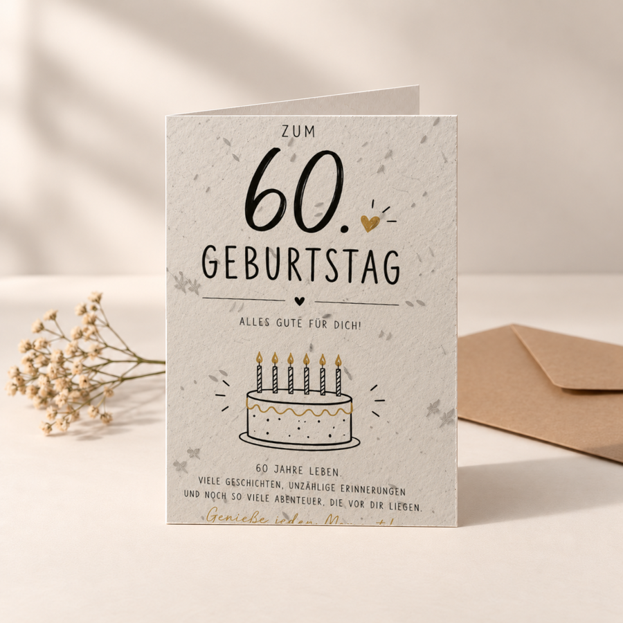 Geburtstagskarte aus Saatpapier – 60. Geburtstag