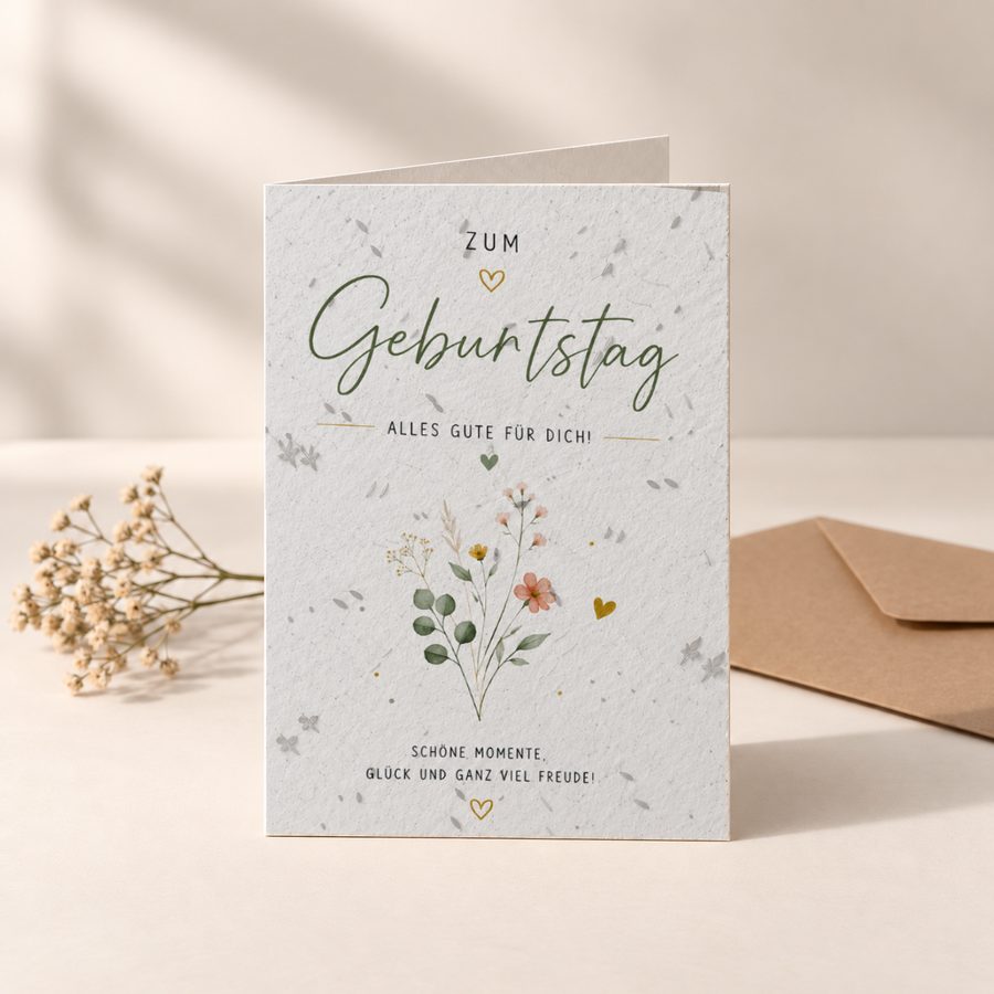 Geburtstagskarte aus Saatpapier – Blumenstrauß