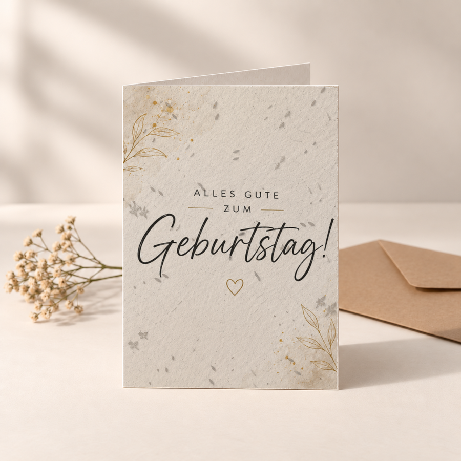 Geburtstagskarte aus Saatpapier – Schlichte Blüten