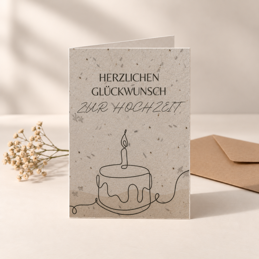 Hochzeitskarte aus Saatpapier – Hochzeitstorte