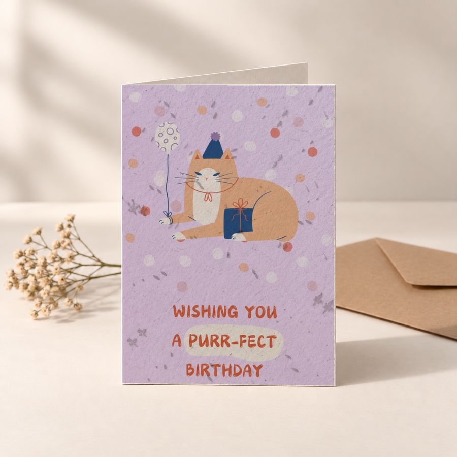 Geburtstagskarte aus Saatpapier – Purr-fect Birthday