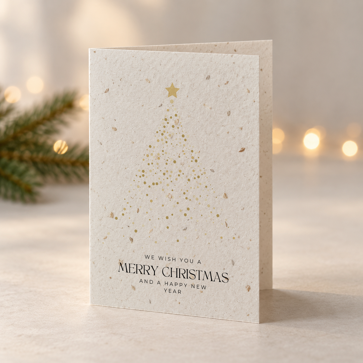 Weihnachtskarte aus Saatpapier – Goldener Tannenbaum