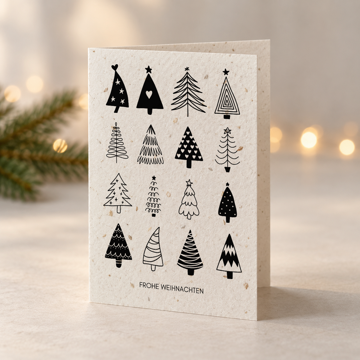 Weihnachtskarte aus Saatpapier – Festliche Tannenbäume