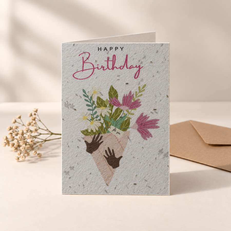 Geburtstagskarte aus Saatpapier – Blumenstrauß