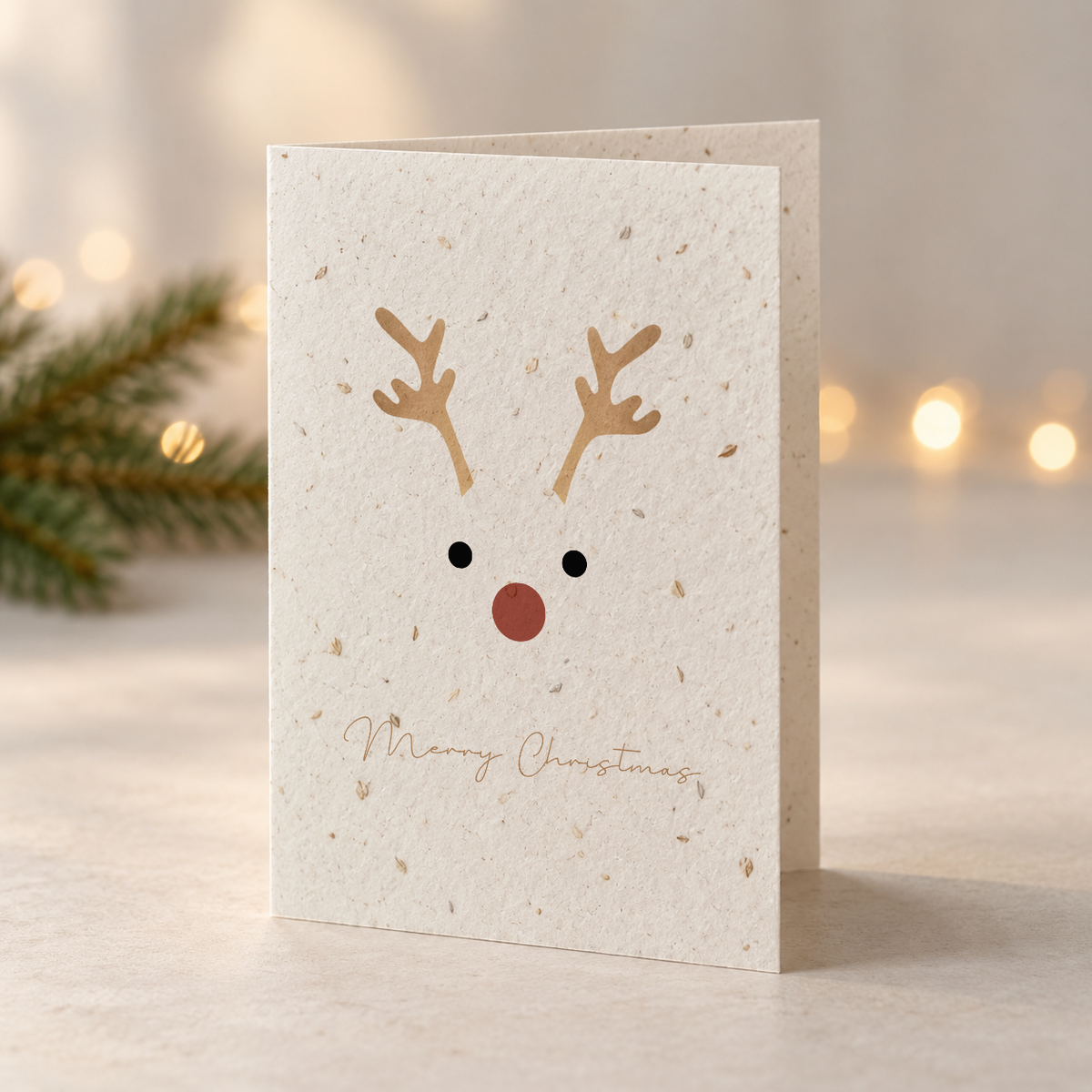 Weihnachtskarte aus Saatpapier – Winterelch