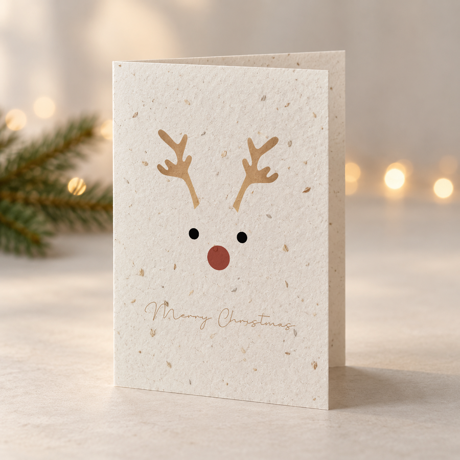 Weihnachtskarte aus Saatpapier – Winterelch